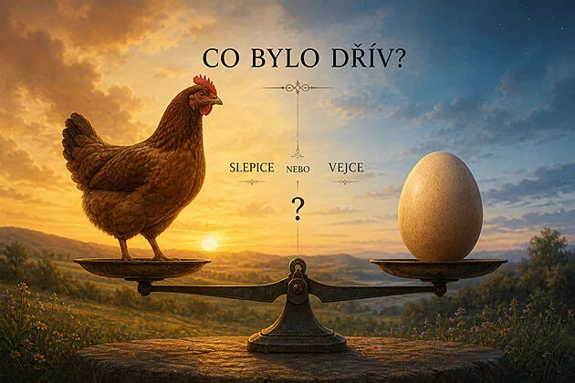 Slepice a vejce na váze při západu slunce – debata o tom, co bylo dřív