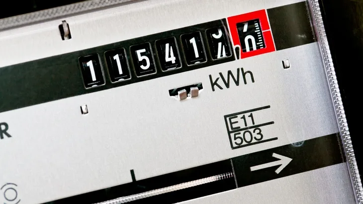 Zobrazení elektroměru s čtením v kWh.