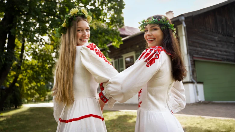 Two women in traditional dress