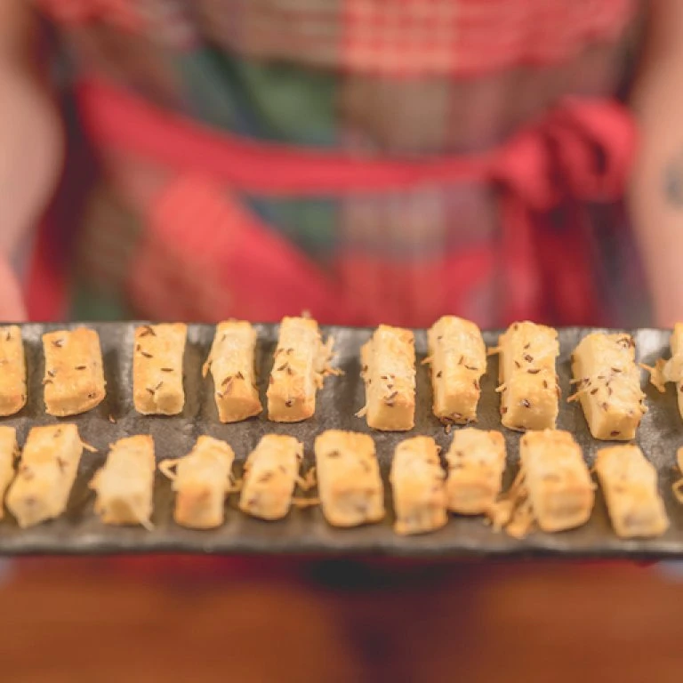Savory crackers on tray