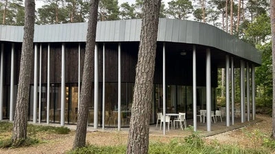 Modern building in forest