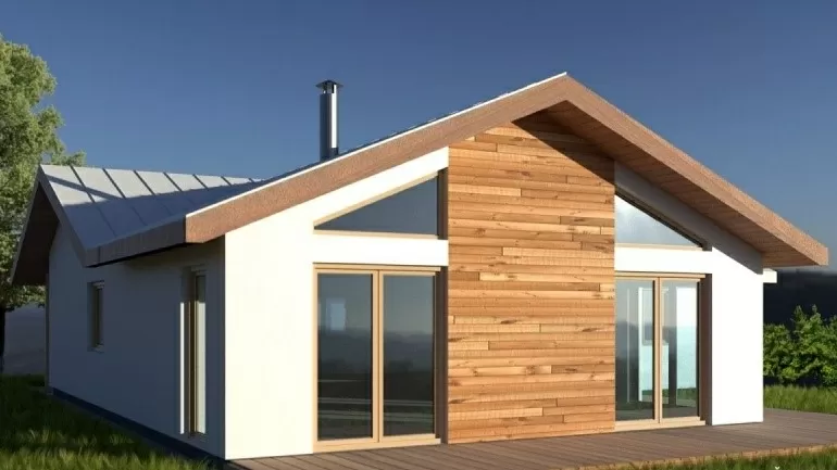 Modern dům ve svahu s garáží pro článek o stavbě.