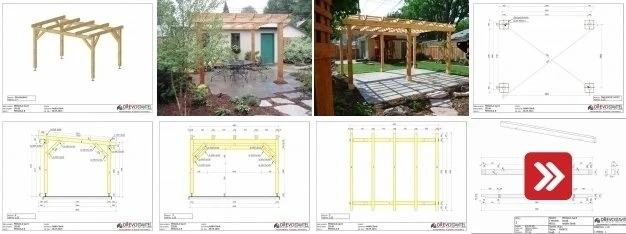 Návrhy a fotografie pergoly s kroky stavby