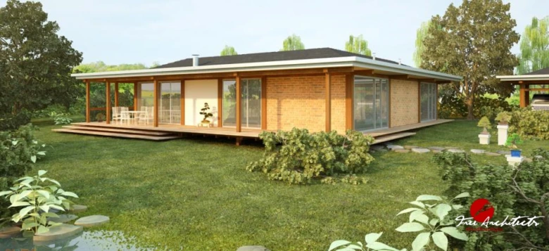 Moderní bungalov s terasou a zahradou