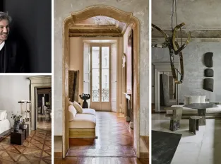 Koláž interiérů s vintage designem – klasické prvky, dřevěné podlahy, rustikální detaily