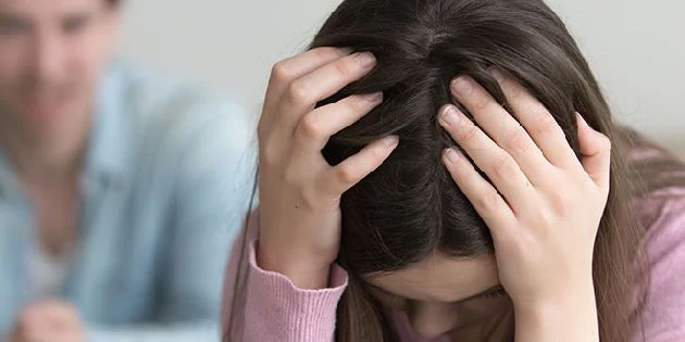 Woman stressed at work