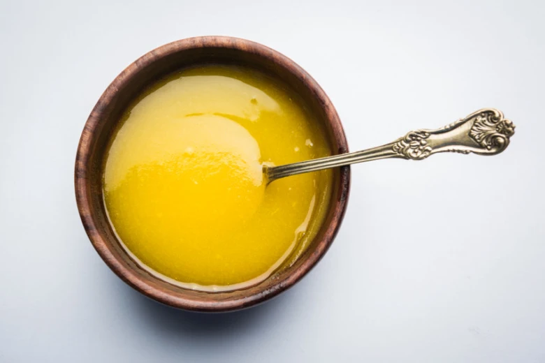 Clarified butter in bowl